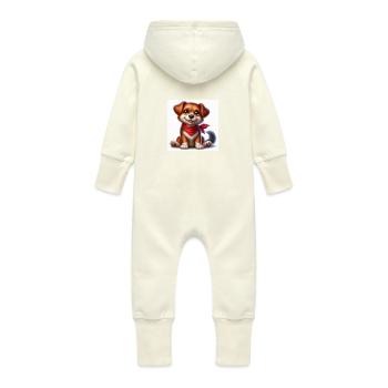 Cute dog - Baby Organic Sweat Overalls With Hood - vanilla - Back