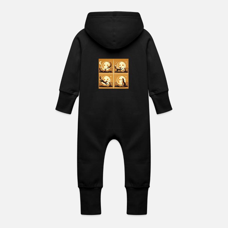 Fuchs II - Baby Bio Sweat Overall mit Kapuze - Schwarz