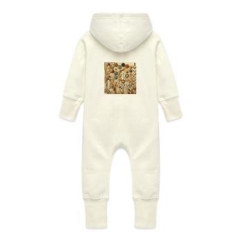 Géométrie de la nature - Grenouillère à capuche bio en molleton Bébé - vanille - Dos
