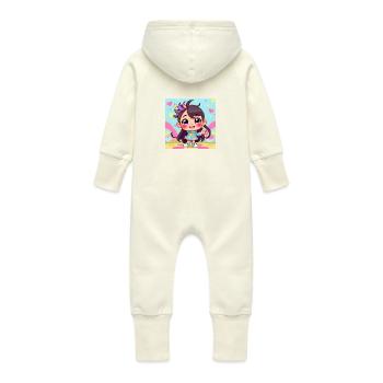 Sweet A - Baby Organic Sweat Overalls With Hood - vanilla - Back
