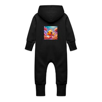 Clownfisch - Baby - Baby Bio Sweat Overall mit Kapuze - Schwarz - Hinten