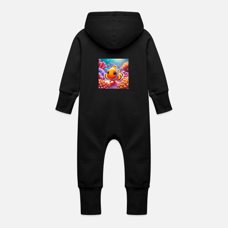 Clownfisch - Baby - Baby Bio Sweat Overall mit Kapuze - Schwarz