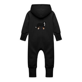 Berner Sennenhund Kopf vorn - Baby Bio Sweat Overall mit Kapuze - Schwarz - Hinten