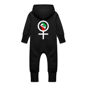 Symbole féministe + drapeau iranien - Grenouillère à capuche bio en molleton Bébé - noir - Dos