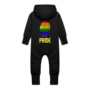 Fierté Fierté empreinte - Grenouillère à capuche bio en molleton Bébé - noir - Dos