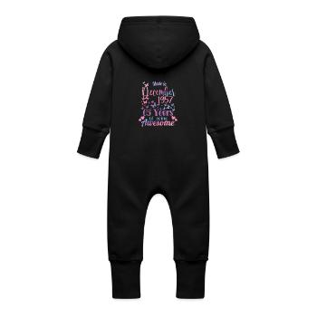 65th Birthday December 1957 Women 65 Years Old - Baby Organic Sweat Overalls With Hood - vanilla - Back