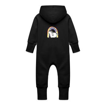 RAINBOW LOVE! - Baby Bio Sweat Overall mit Kapuze - Schwarz - Hinten