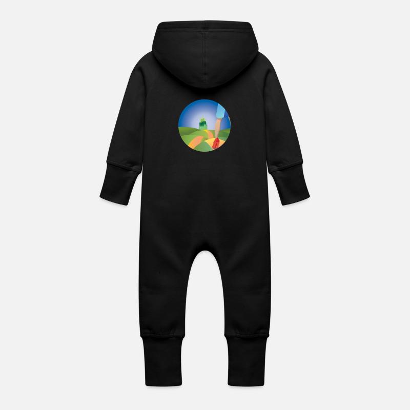 Suivez cette route! - Grenouillère à capuche bio en molleton Bébé - noir