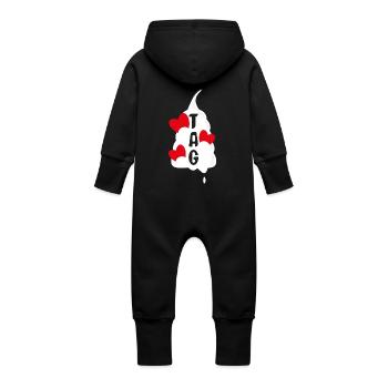 Sahne mit Herzen und viel Liebe. - Baby Bio Sweat Overall mit Kapuze - Schwarz - Hinten
