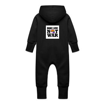 Make love not war - Baby Organic Sweat Overalls With Hood - vanilla - Back