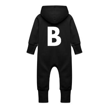 B - Baby Organic Sweat Overalls With Hood - black - Back