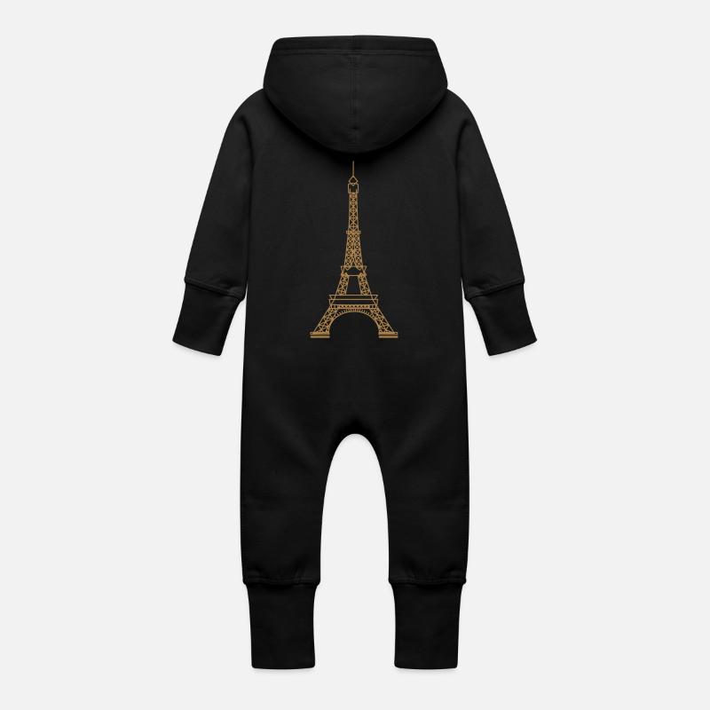 Eiffeltårnet - Økologisk sweatshirt-overall med hætte til baby - sort