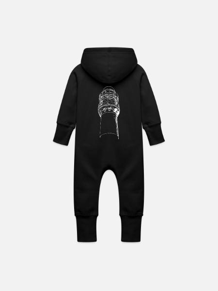 Leuchtturm am Meer - Baby Bio Sweat Overall mit Kapuze - Schwarz