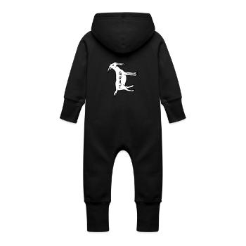 Goat 90 ° left - Baby Organic Sweat Overalls With Hood - black - Back