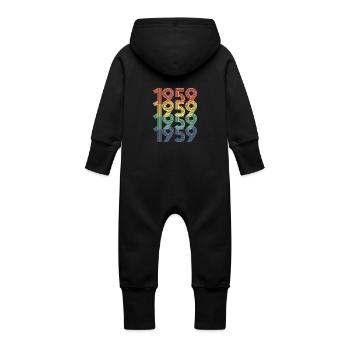 1959 65th Birthday Men Women 65 Years Old Vintage - Baby Organic Sweat Overalls With Hood - vanilla - Back
