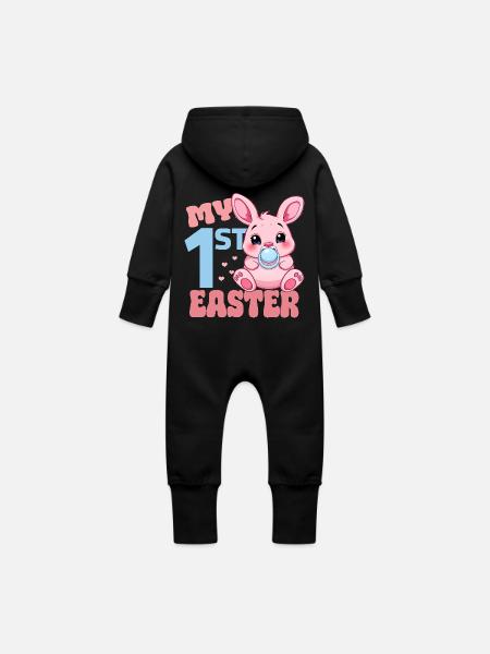 Baby's First Easter - Baby Organic Sweat Overalls With Hood - black