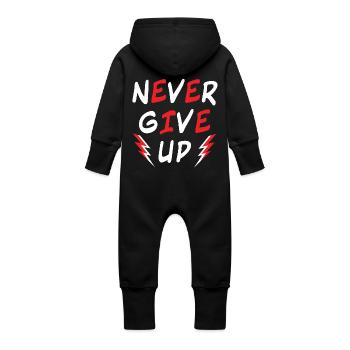Ne jamais abandonner - Encourager - Motiver - Force - Grenouillère à capuche bio en molleton Bébé - noir - Dos