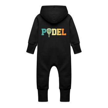 retro padel - Grenouillère à capuche bio en molleton Bébé - noir - Dos