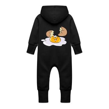 Glückliches Ei - Baby Bio Sweat Overall mit Kapuze - Schwarz - Hinten