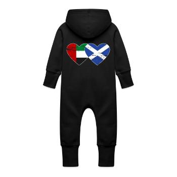 United Arab Emirates Scotland Flag - Baby Organic Sweat Overalls With Hood - vanilla - Back