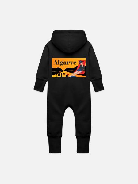 Algarve - Portugal - Baby Organic Sweat Overalls With Hood - black