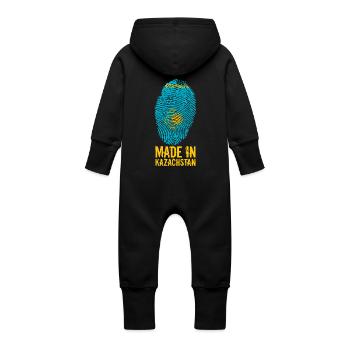 Made in Kazachstan / Gemacht in Kasachstan - Baby Bio Sweat Overall mit Kapuze - Schwarz - Hinten