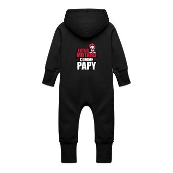 futur motard comme papy - Grenouillère à capuche bio en molleton Bébé - noir - Dos