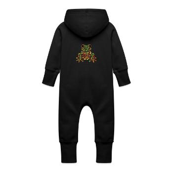 Herbstfrosch Bunte Blätter Herbstlich - Baby Bio Sweat Overall mit Kapuze - Schwarz - Hinten