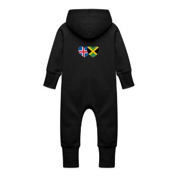 Islande Jamaïque Drapeau Coeur - Grenouillère à capuche bio en molleton Bébé - noir - Dos