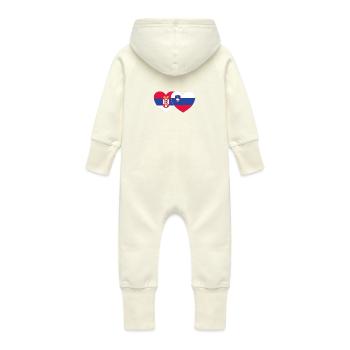 Serbie Slovénie Drapeau Coeur - Grenouillère à capuche bio en molleton Bébé - vanille - Dos