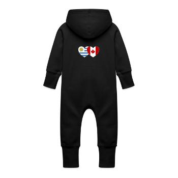Uruguay Kanada Flagge Herz - Baby Bio Sweat Overall mit Kapuze - Schwarz - Hinten
