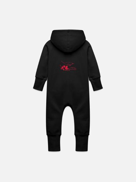 Hund in Hand - Baby Bio Sweat Overall mit Kapuze - Schwarz