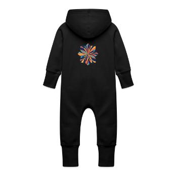 Tourbillons de fleurs - Grenouillère à capuche bio en molleton Bébé - noir - Dos