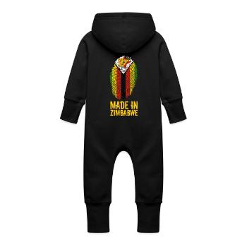 Made In Zimbabwe / Simbabwe / Great Zimbabwe - Baby Bio Sweat Overall mit Kapuze - Schwarz - Hinten