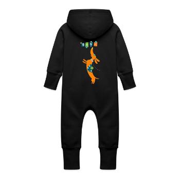 cute dog - Baby Organic Sweat Overalls With Hood - black - Back