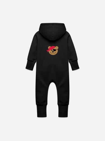 Piratenbär - Baby Organic Sweat Overalls With Hood - black