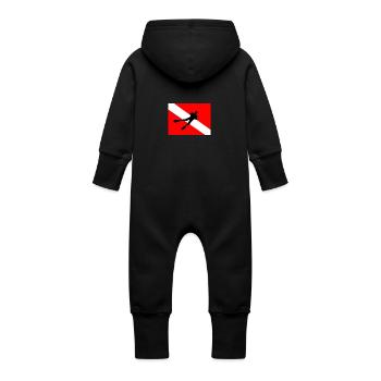 Pavillon de plongée - Grenouillère à capuche bio en molleton Bébé - noir - Dos