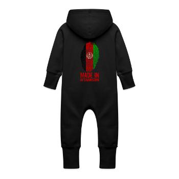 Fabriqué en Afghanistan / Made in Afghanistan - Grenouillère à capuche bio en molleton Bébé - noir - Dos