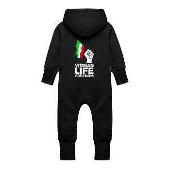 Femme, vie, liberté | Libérez l’Iran ! | Avec drapeau - Grenouillère à capuche bio en molleton Bébé - noir - Dos