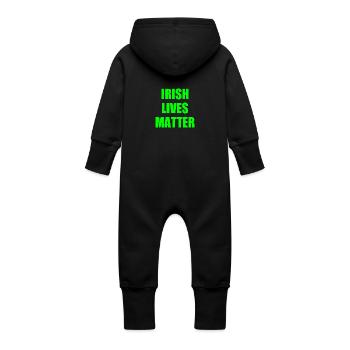 Irish lives matter - Grenouillère à capuche bio en molleton Bébé - noir - Dos