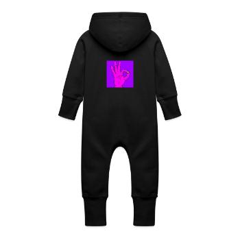 ok pourpre - Grenouillère à capuche bio en molleton Bébé - noir - Dos