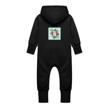 Sommer - tropisches Sommerparadies - Baby Bio Sweat Overall mit Kapuze - Schwarz - Hinten