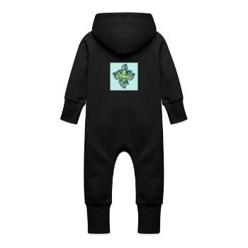 Sommer - tropisches Sommerparadies - Baby Bio Sweat Overall mit Kapuze - Schwarz - Hinten