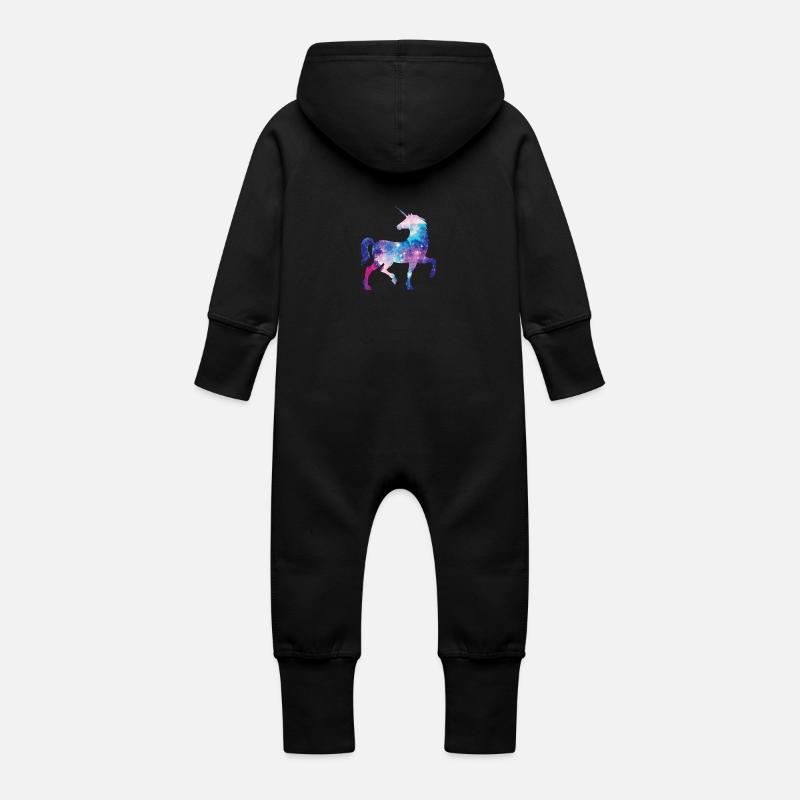 Galaxy licorne - Grenouillère à capuche bio en molleton Bébé - noir