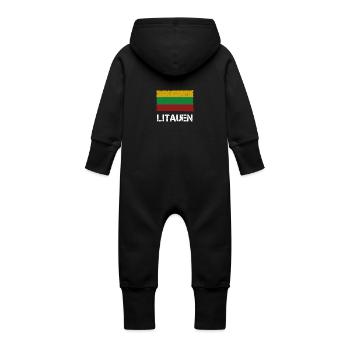 Lituanie - Grenouillère à capuche bio en molleton Bébé - noir - Dos
