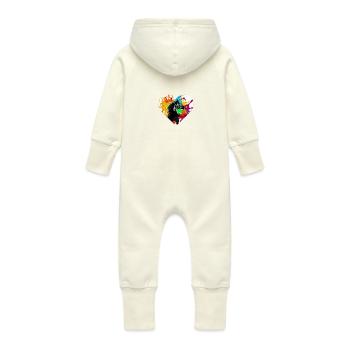 Horse - Baby Organic Sweat Overalls With Hood - vanilla - Back