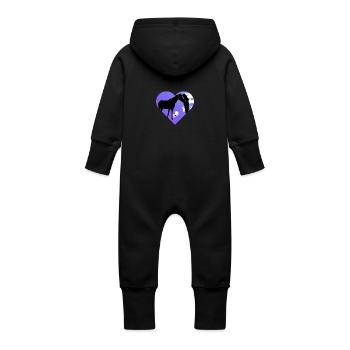 Horse - Baby Organic Sweat Overalls With Hood - black - Back