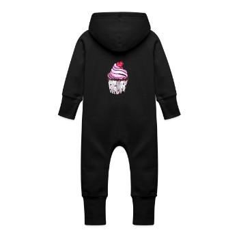 petit gâteau - Grenouillère à capuche bio en molleton Bébé - noir - Dos