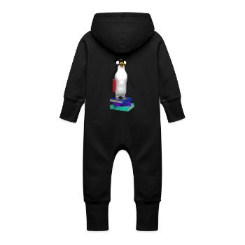 PinguinMops - Baby Bio Sweat Overall mit Kapuze - Schwarz - Hinten