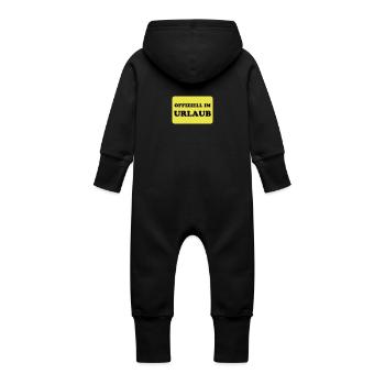 vacation - Baby Organic Sweat Overalls With Hood - black - Back